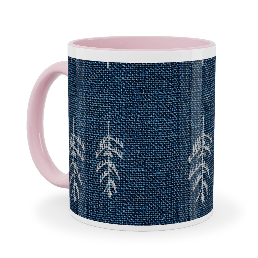Arctic Night Forest - Navy Ceramic Mug, Pink, , 11oz, Blue, True Blue