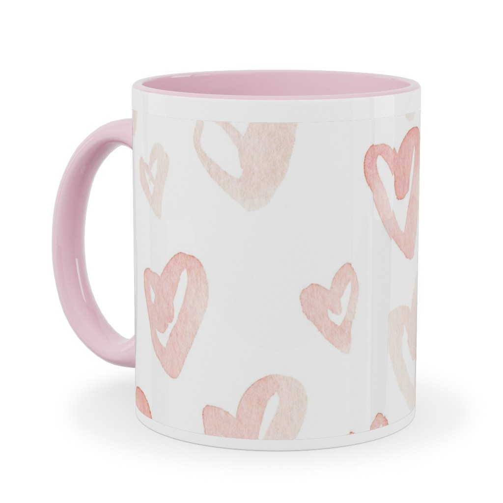 Pale Pink Hearts - Pink Ceramic Mug, Pink,  , 11oz, Pink