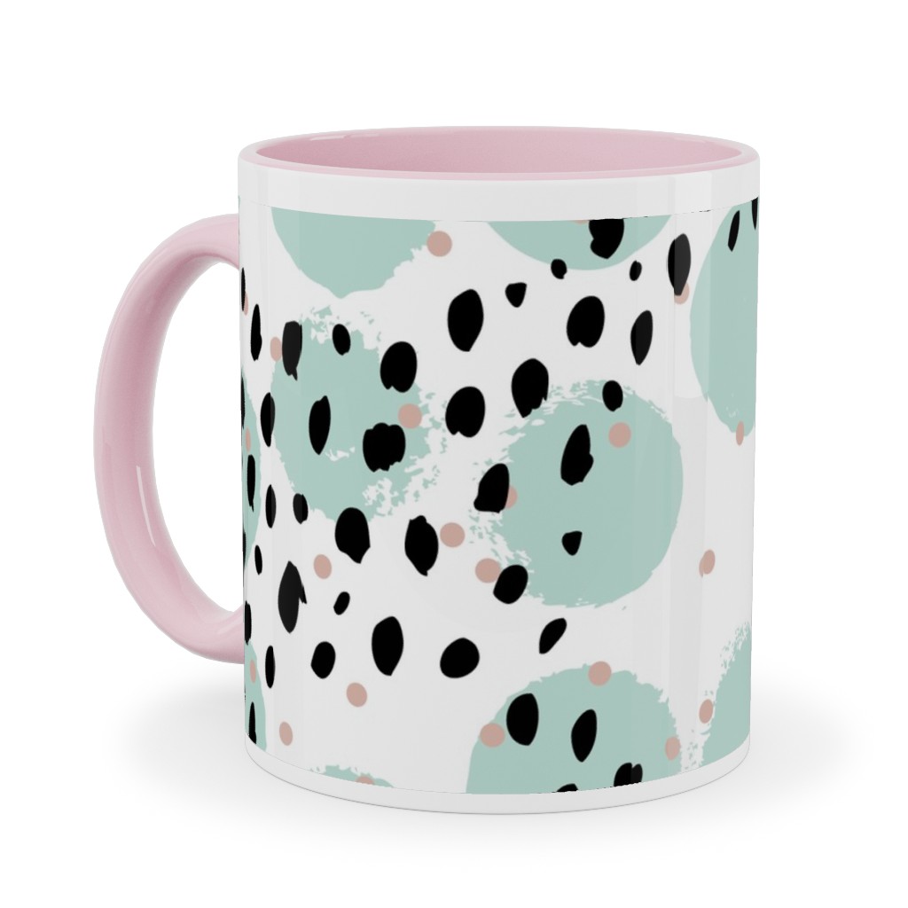 Abstract Rain - Green Ceramic Mug, Pink, , 11oz, Green, Classic Green