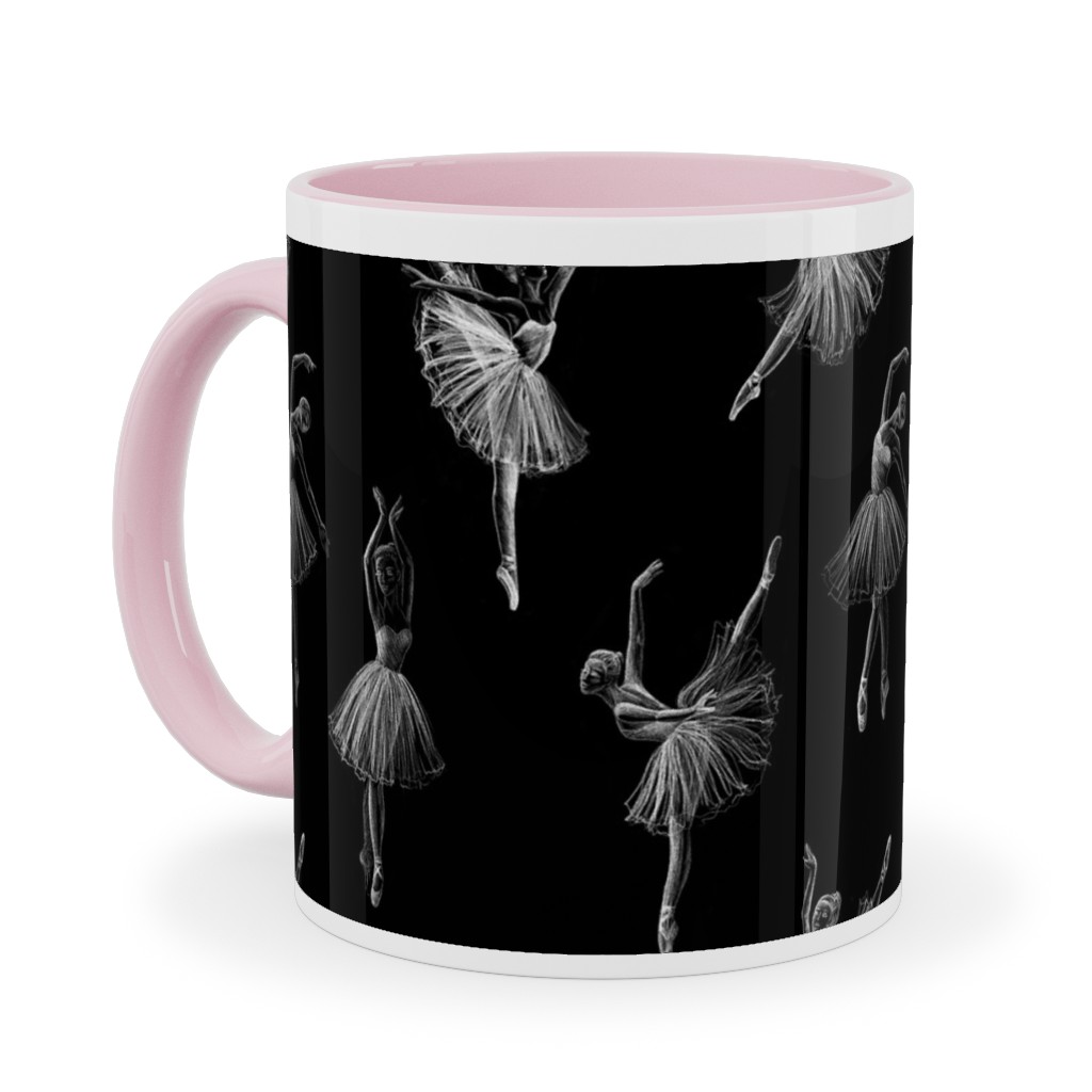 Ballerinas Ceramic Mug, Pink, , 11oz, Black, Black