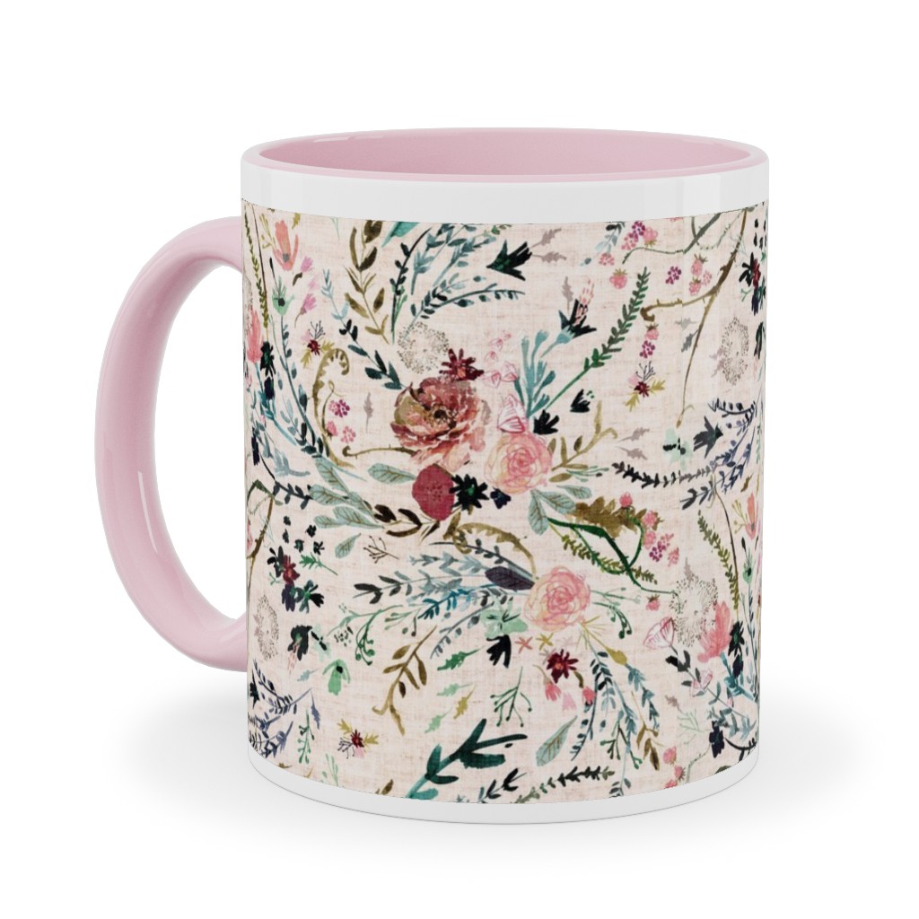Fable Floral - Blush Ceramic Mug, Pink, , 11oz, Multicolor