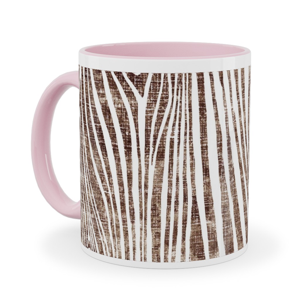 Woodgrain Driftwood Ceramic Mug, Pink, , 11oz, Brown, Cafe