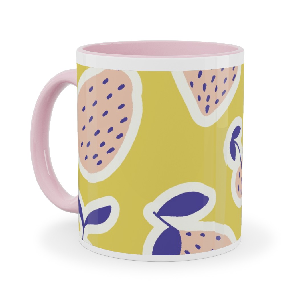 Fruity - Yellow Ceramic Mug, Pink, , 11oz, Yellow, Classic Yellow