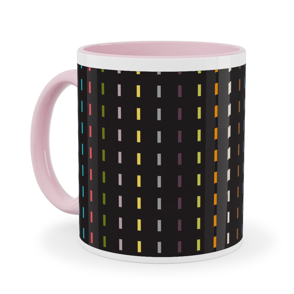 Soda Nation Stripes - Dark Multi Ceramic Mug, Pink, , 11oz, Black, Black