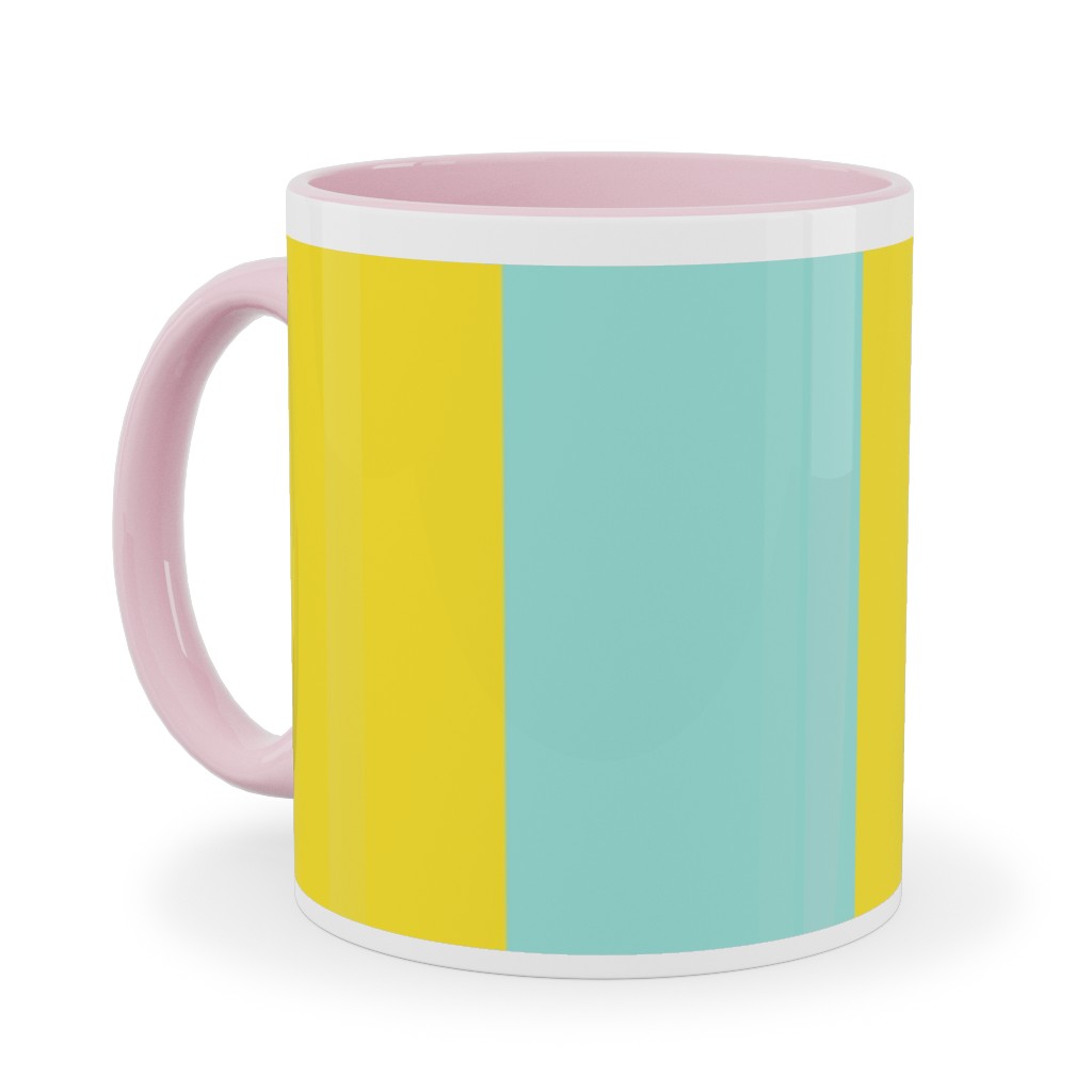 Vertical Stripes Ceramic Mug, Pink, , 11oz, Blue, Frost