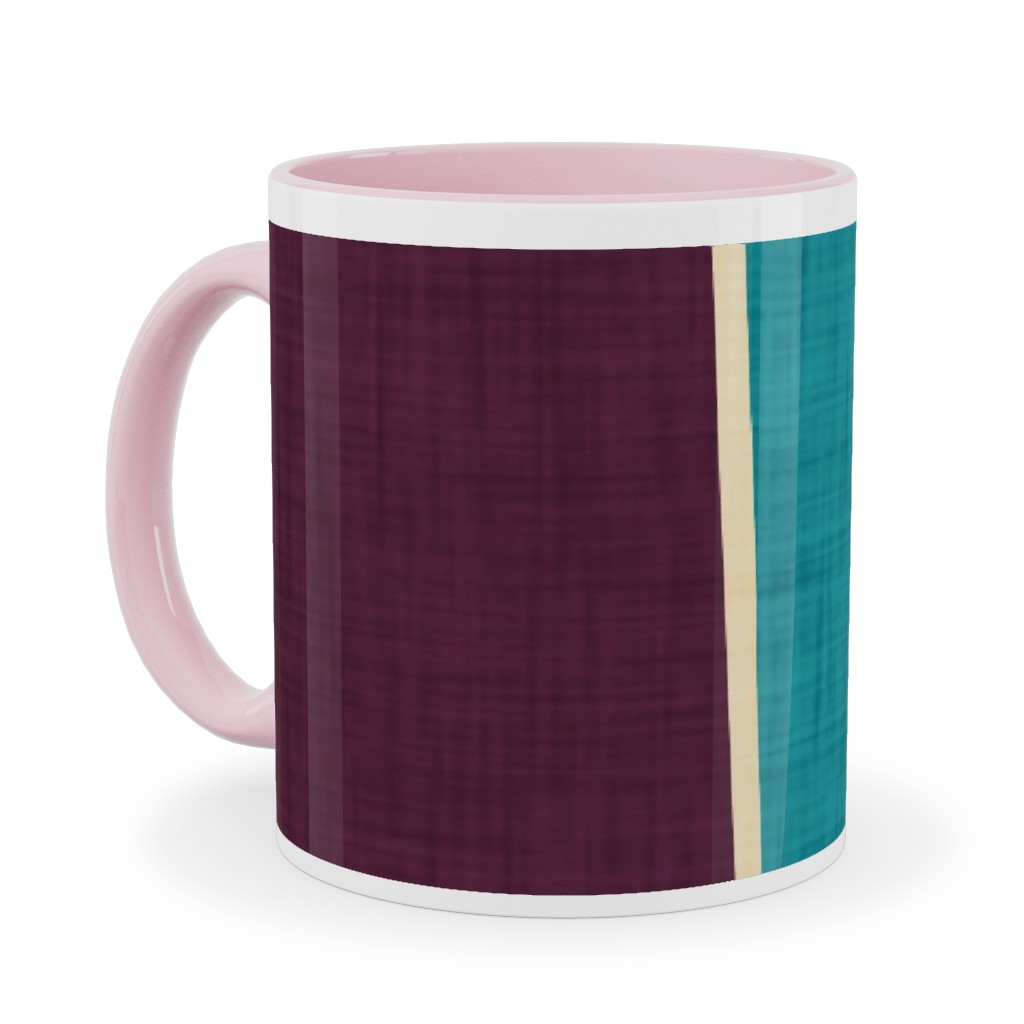 Mid Century Mod Retro Waves - Multi Ceramic Mug, Pink, , 11oz, Multicolor