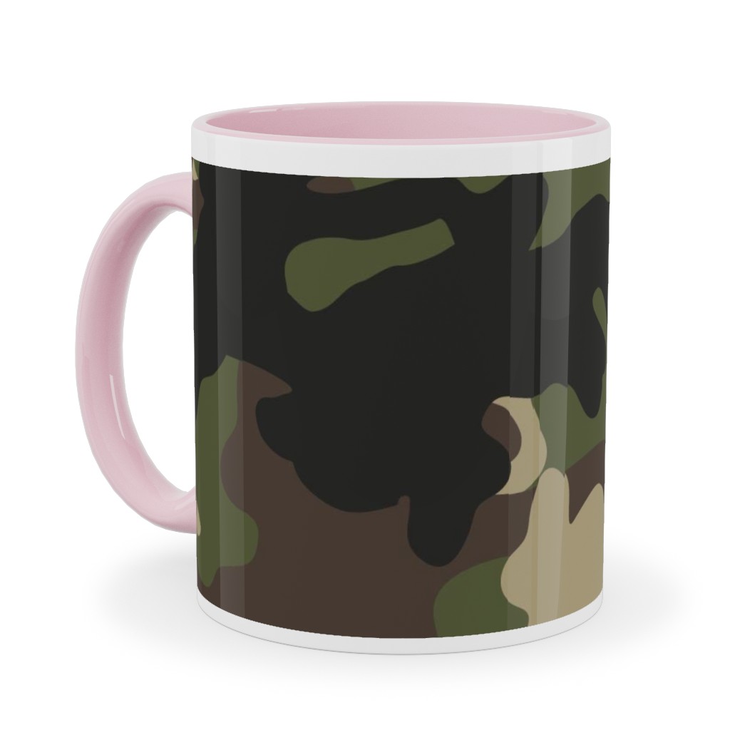 Ducks, Trucks, and Eight Point Bucks - Camo Ceramic Mug, Pink,  , 11oz, Green