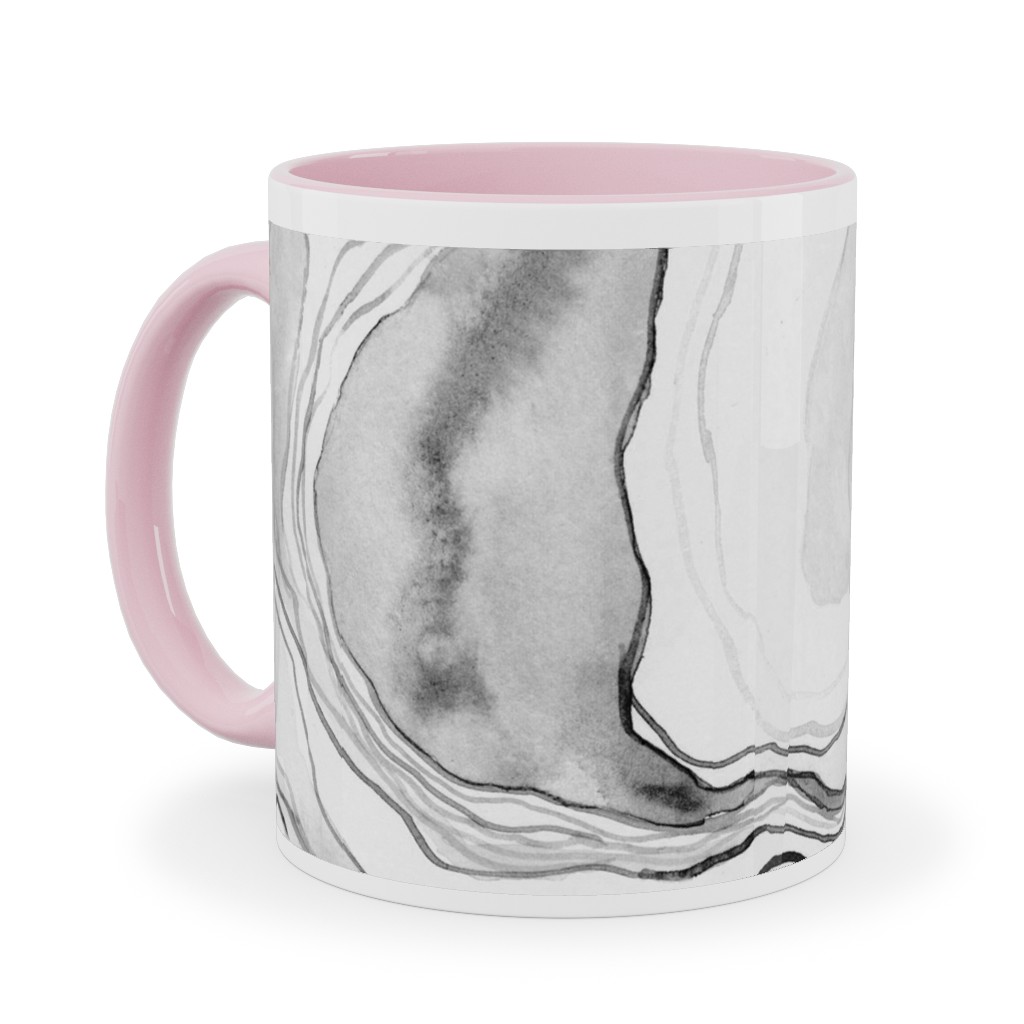 Watercolor Marble Ceramic Mug, Pink, , 11oz, Gray, Silver Lining
