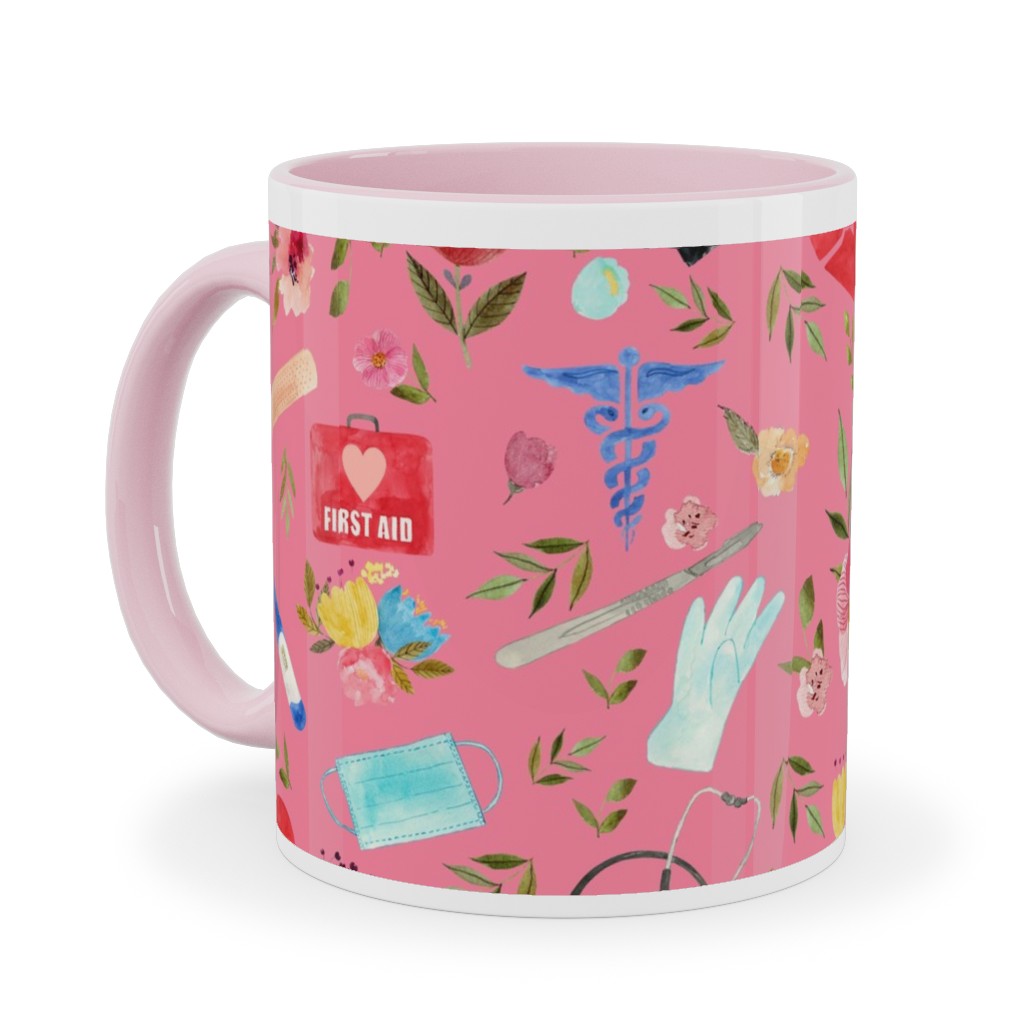 Love To Care Ceramic Mug, Pink, , 11oz, Pink, Wild Posies