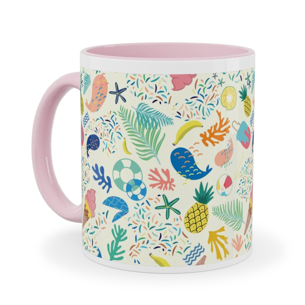Ohlala Summer - Multi Ceramic Mug, Pink,  , 11oz, Multicolor