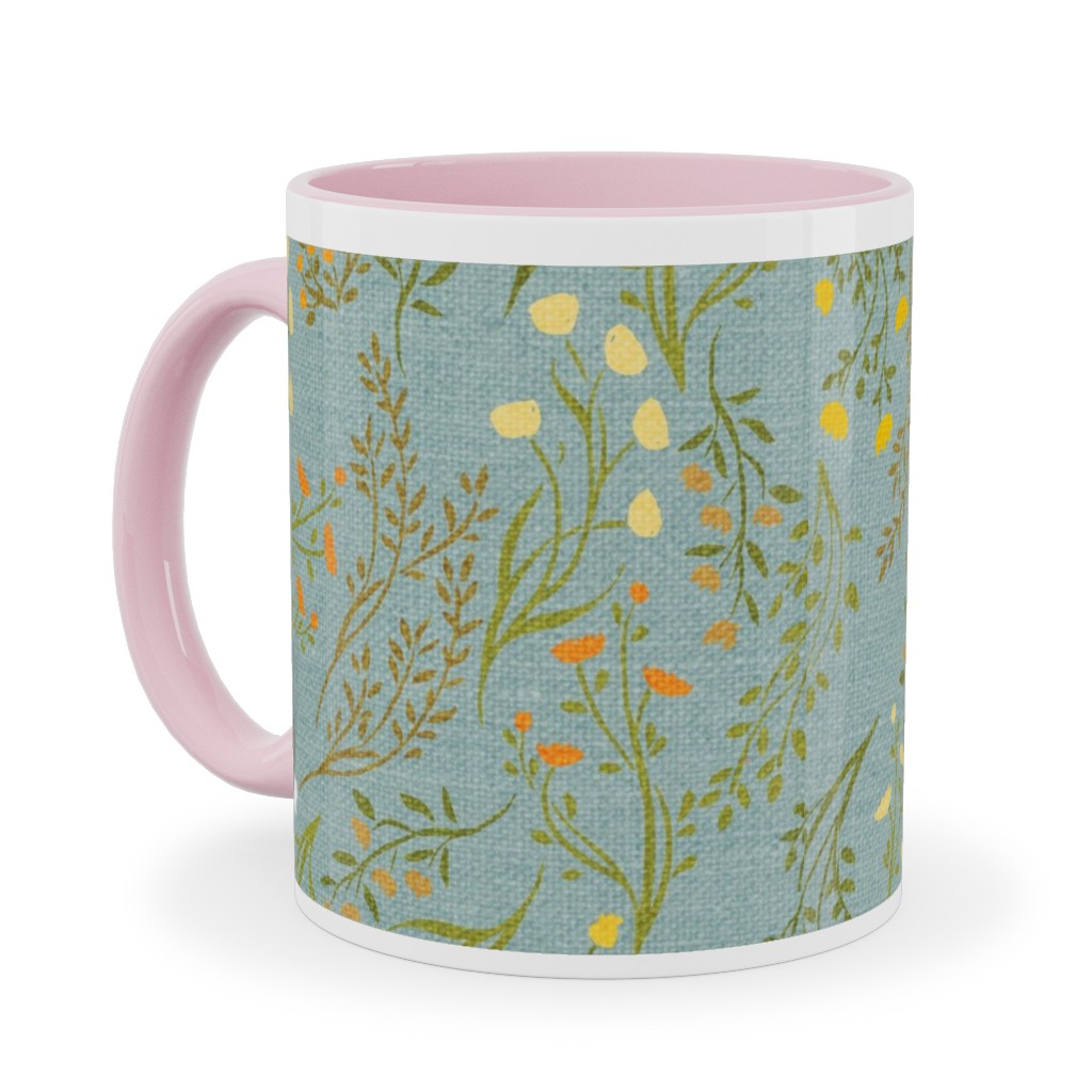 Summer Meadow Ceramic Mug, Pink, , 11oz, Green, Spring Valley