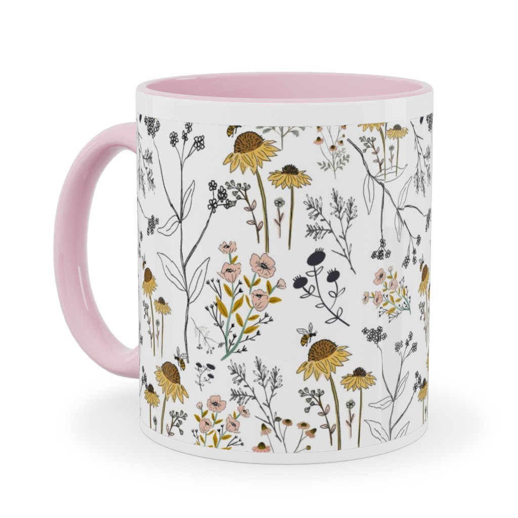 Bee Nice To Me Ceramic Mug, Pink,  , 11oz, Yellow