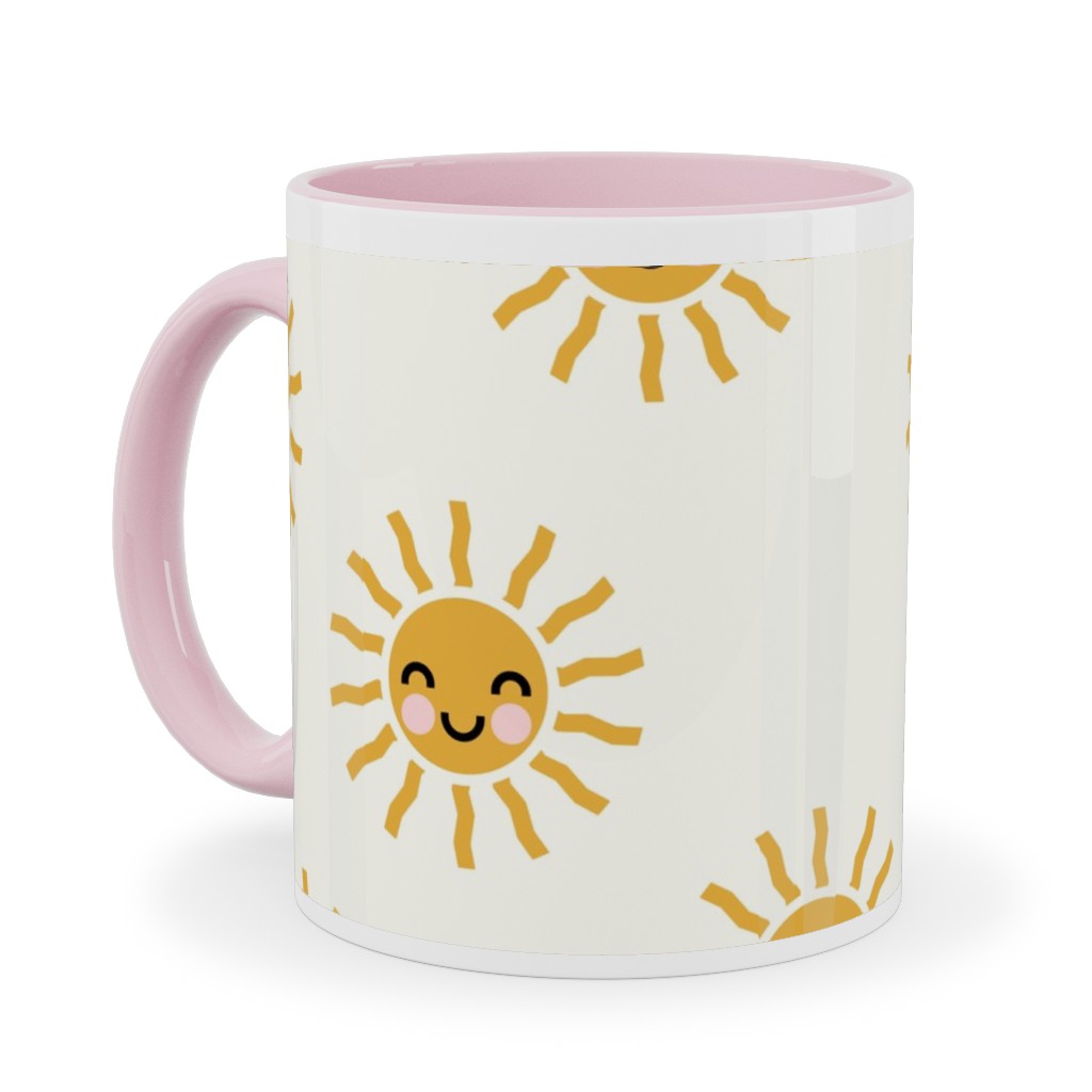 Cute Sunshine - Yellow Ceramic Mug, Pink, , 11oz, Yellow, Classic Yellow