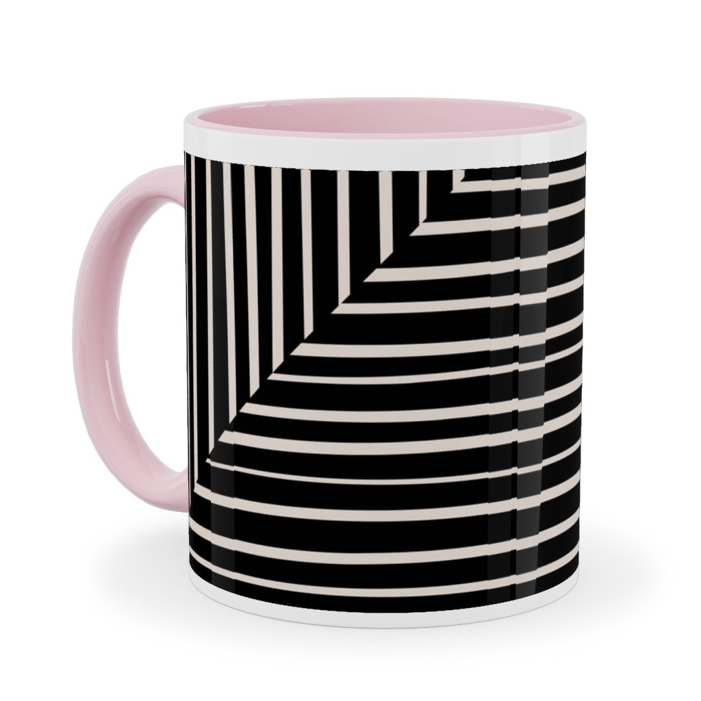 Angles and Lines Ceramic Mug, Pink,  , 11oz, Gray