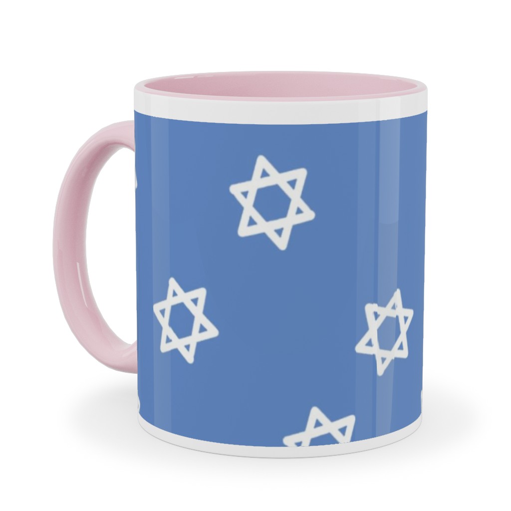 Star of David - White & Blue Ceramic Mug, Pink, , 11oz, Blue, True Blue