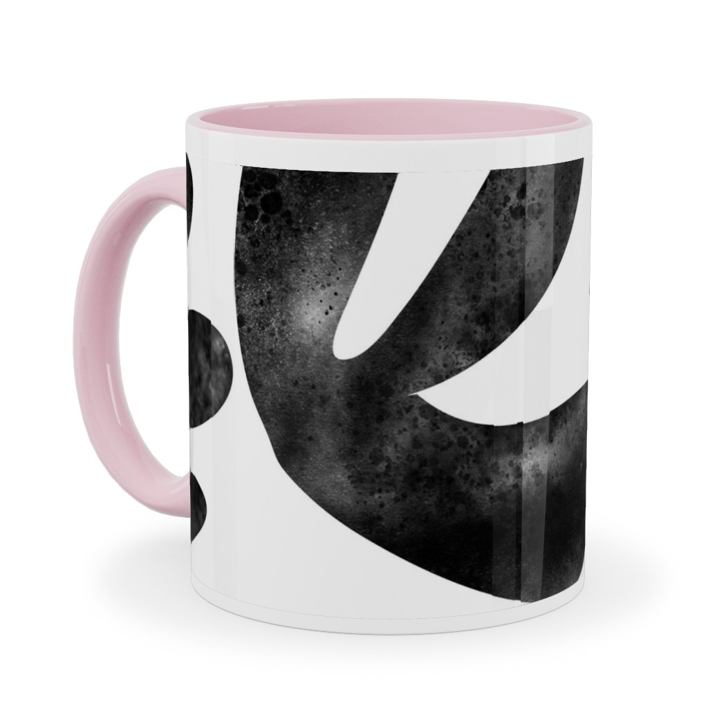 Flower Cutouts - Light Ceramic Mug, Pink,  , 11oz, Black