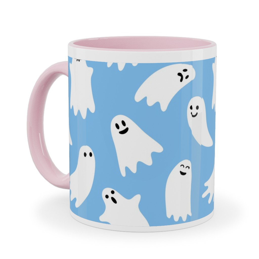 Cute Ghosts - Blue Ceramic Mug, Pink,  , 11oz, Blue