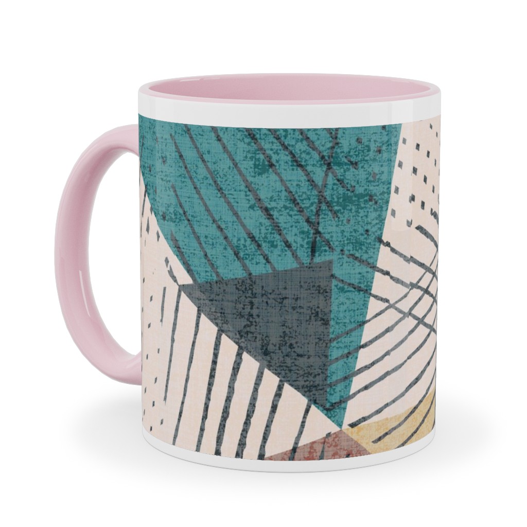 Abstract Geometic - Multi Ceramic Mug, Pink, , 11oz, Multicolor