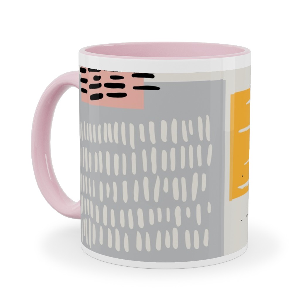 Textured Color Blocks - Multi Ceramic Mug, Pink, , 11oz, Multicolor