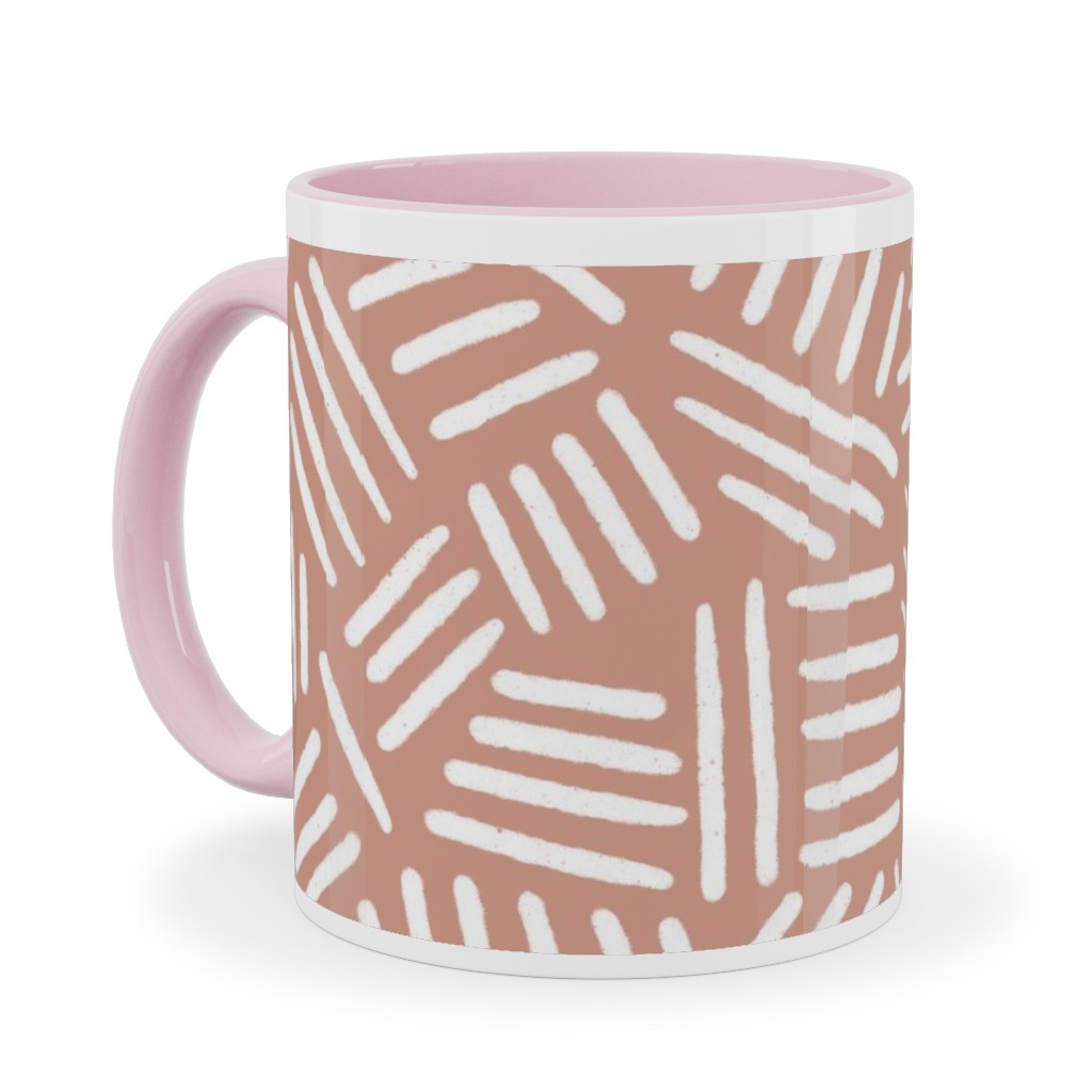 Dashes - Pink Ceramic Mug, Pink,  , 11oz, Pink
