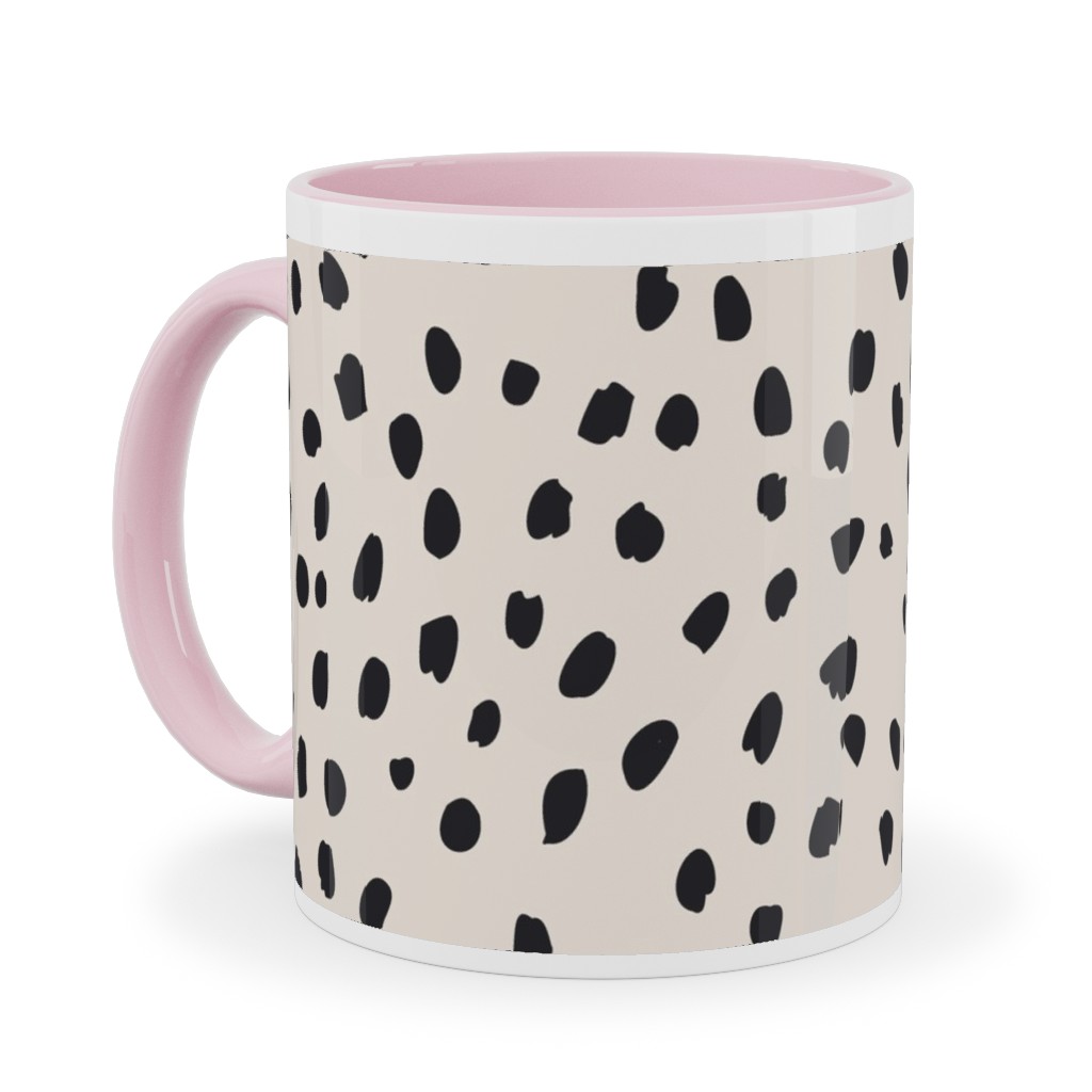 Black Marks - Creamy Beige Ceramic Mug, Pink, , 11oz, Beige, Pearl