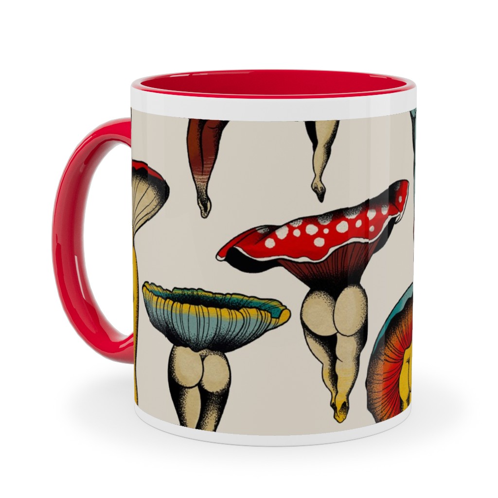 Sexy Mushrooms Ceramic Mug, Red, , 11oz, Multicolor