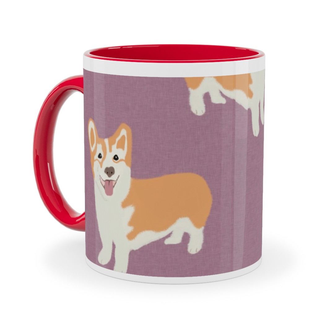 Corgi Ceramic Mug, Red,  , 11oz, Purple