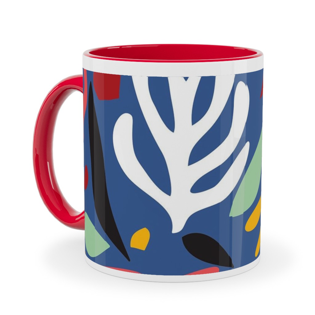 Matisse Style Leaves - Multi Ceramic Mug, Red, , 11oz, Multicolor