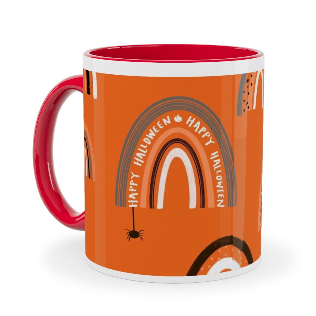 Happy Halloween Rainbows - Orange Ceramic Mug, Red, , 11oz, Orange, Orange