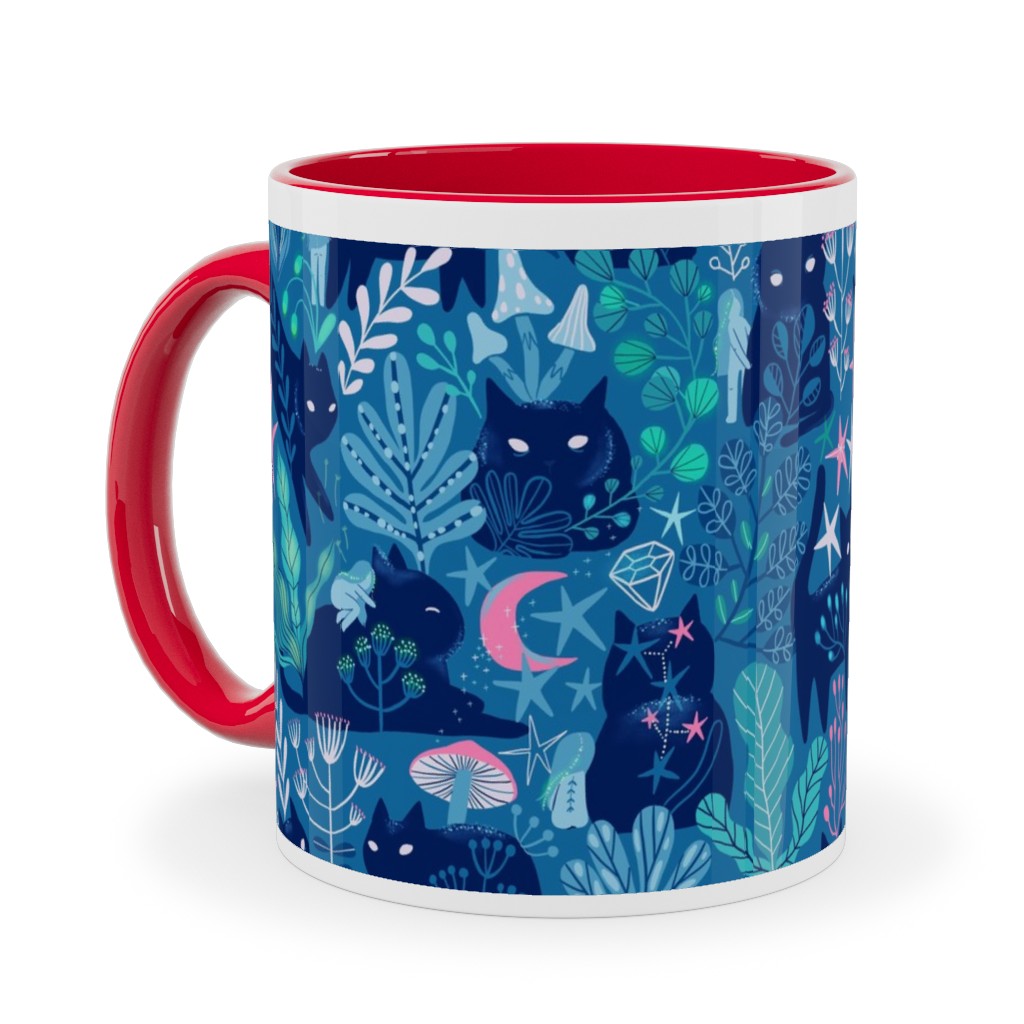 Meowgical Friends - Multicolor Ceramic Mug, Red, , 11oz, Blue, True Blue
