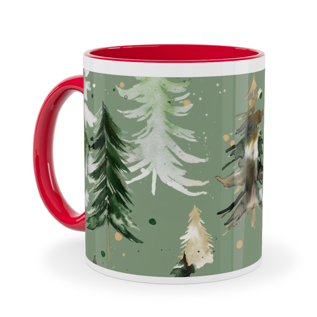 Green Christmas Mugs