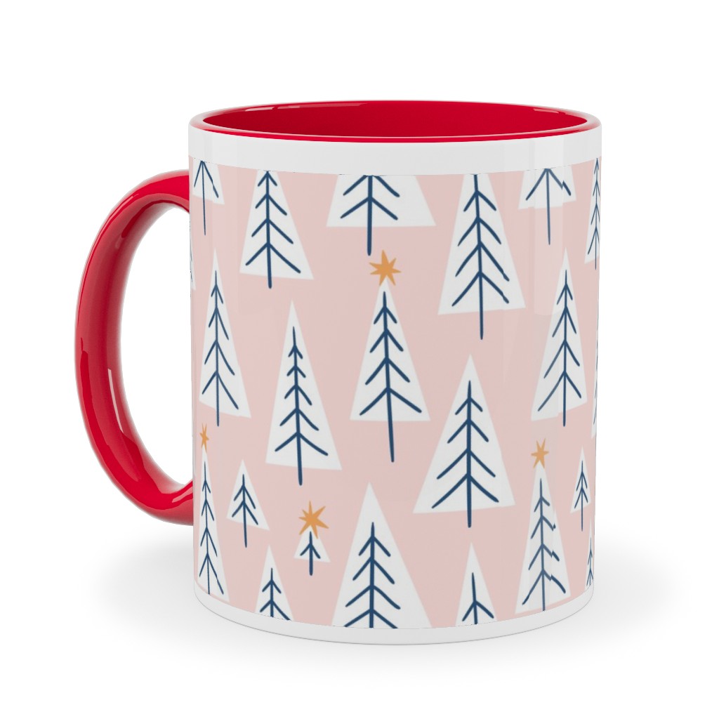 Christmas Forest - Pink Ceramic Mug, Red, , 11oz, Pink, Bright Pink