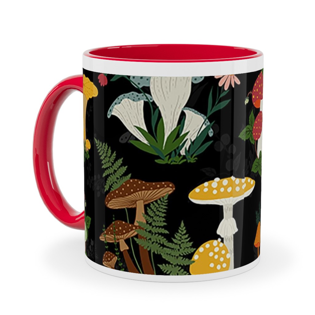 Mushroom Garden - Multi Ceramic Mug, Red,  , 11oz, Multicolor