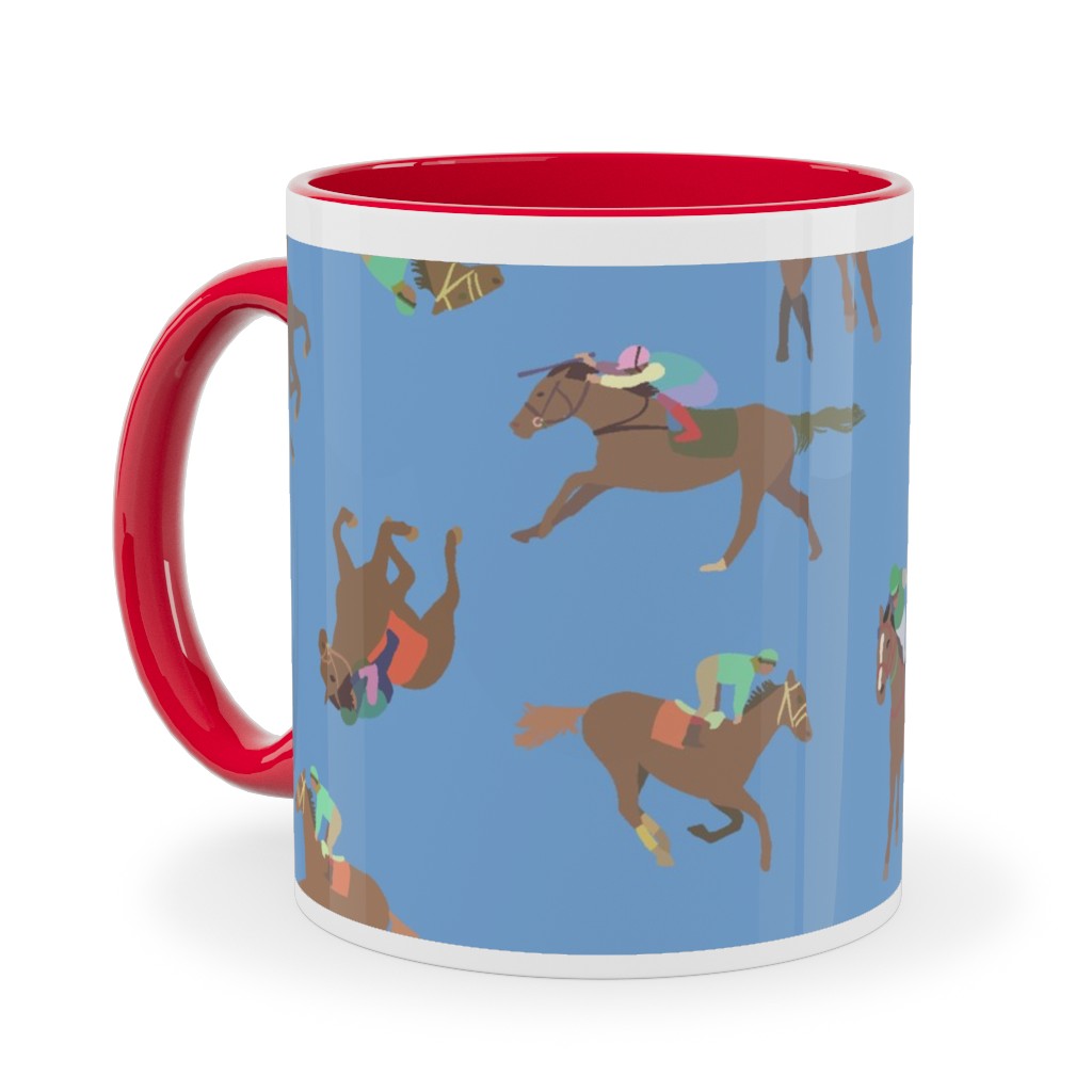 Horses Running Ceramic Mug, Red,  , 11oz, Blue