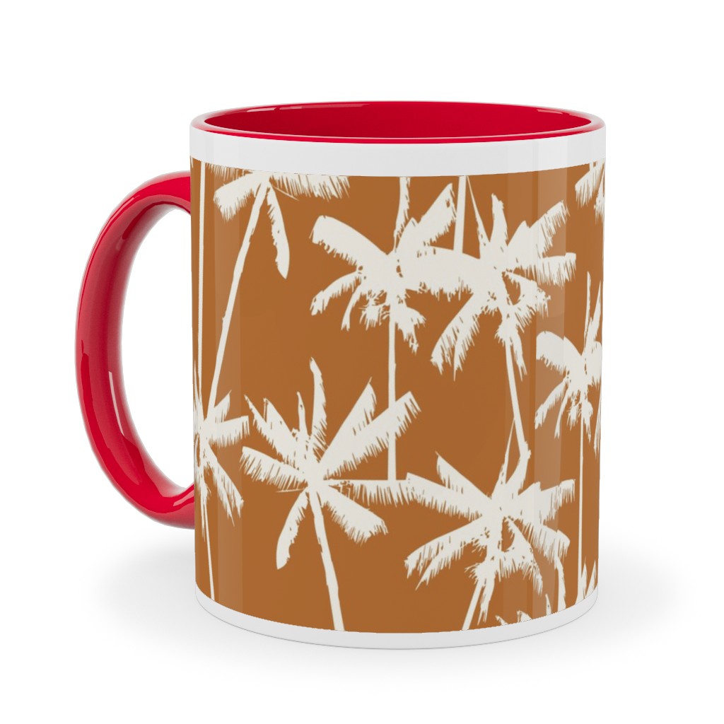 Tropical Palms - Burnt Orange Ceramic Mug, Red,  , 11oz, Orange