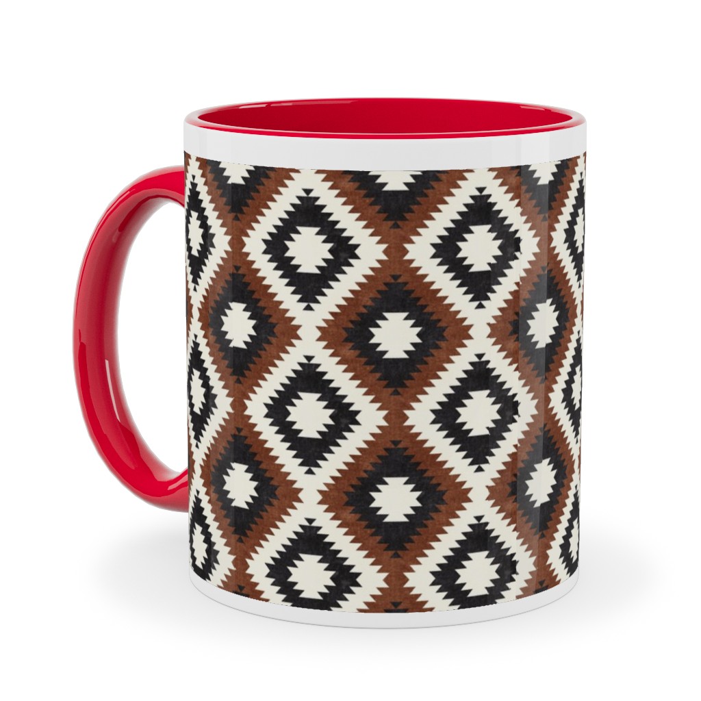 Aztec Ceramic Mug, Red,  , 11oz, Brown