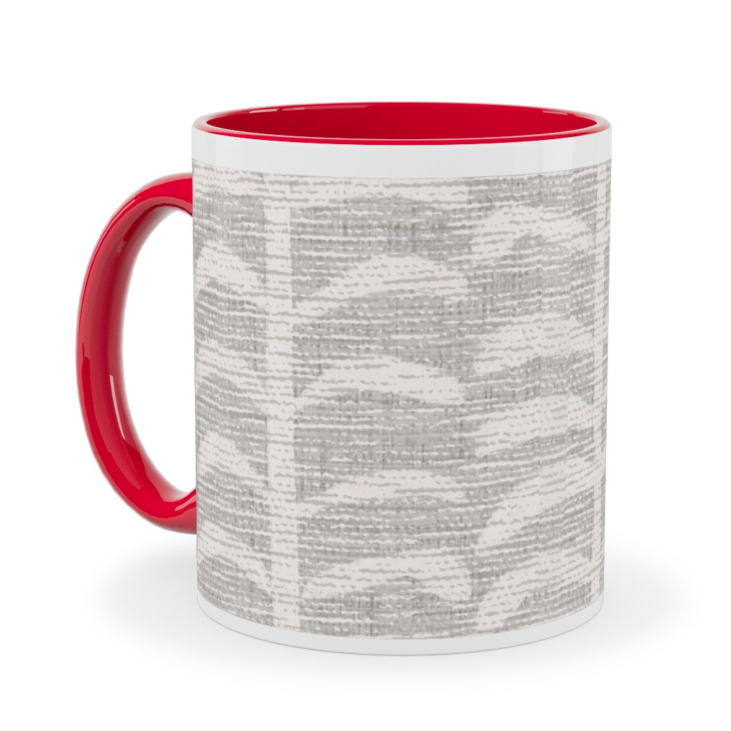 Grasscloth Vine - Neutral Ceramic Mug, Red,  , 11oz, Gray