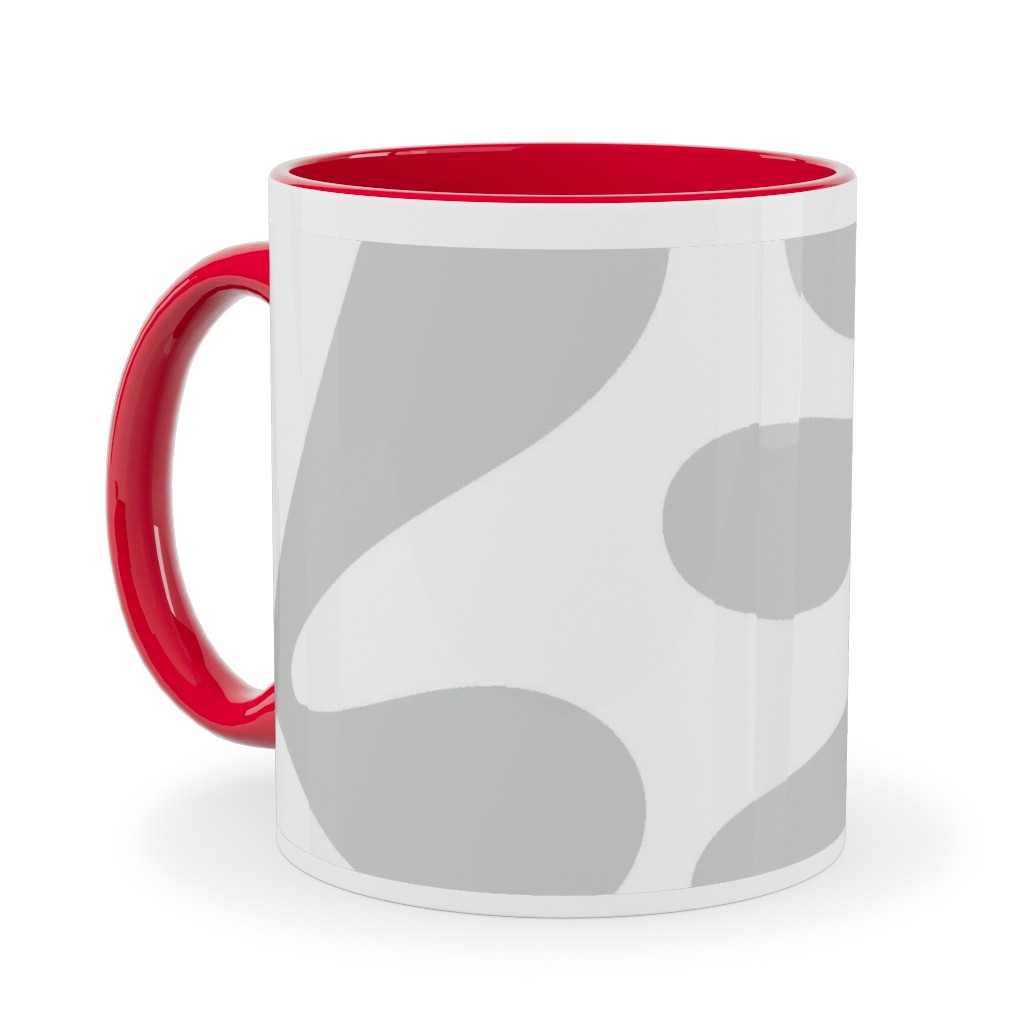 Block Print Texture Ceramic Mug, Red,  , 11oz, Gray