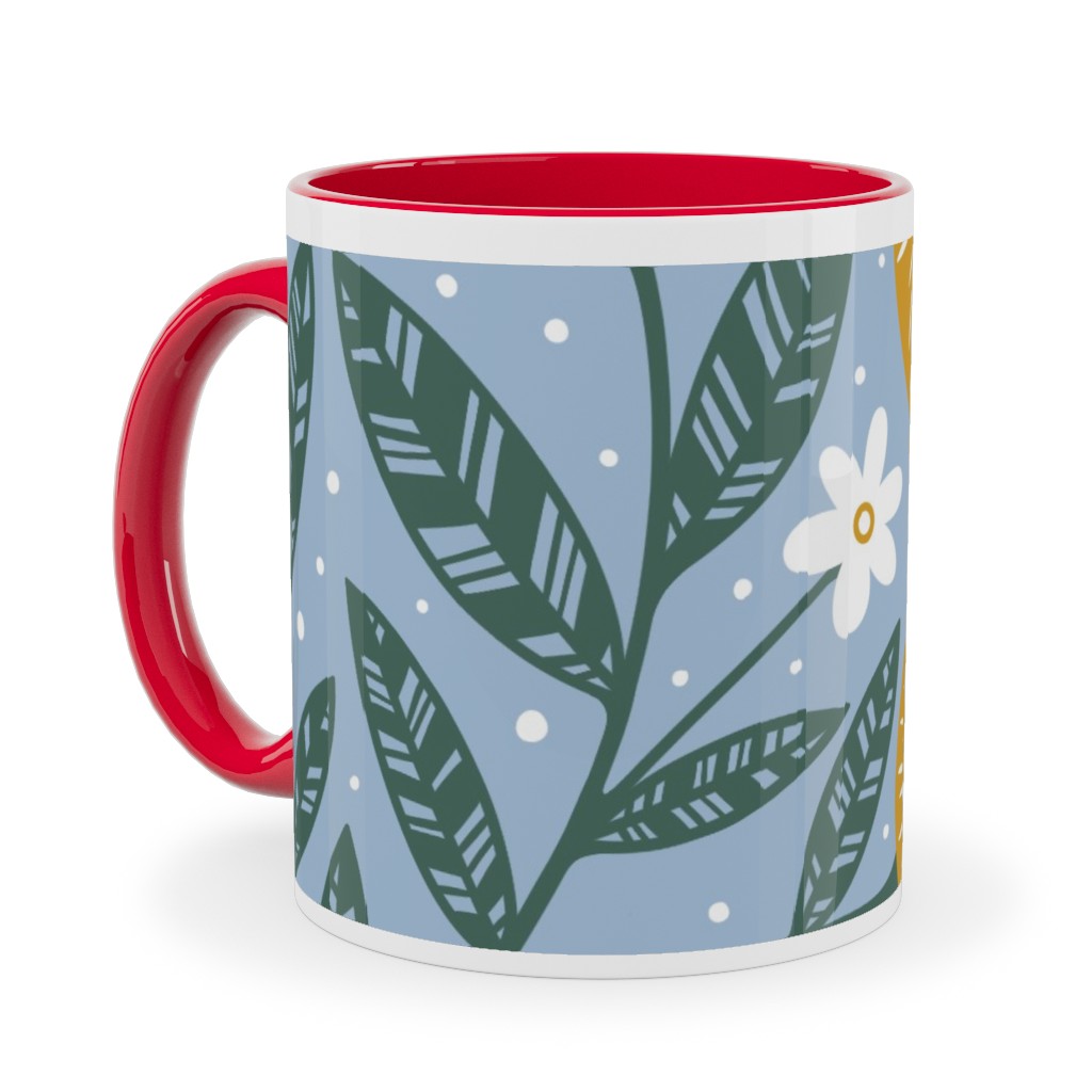 Orange Trees - Blue Ceramic Mug, Red, , 11oz, Blue, True Blue