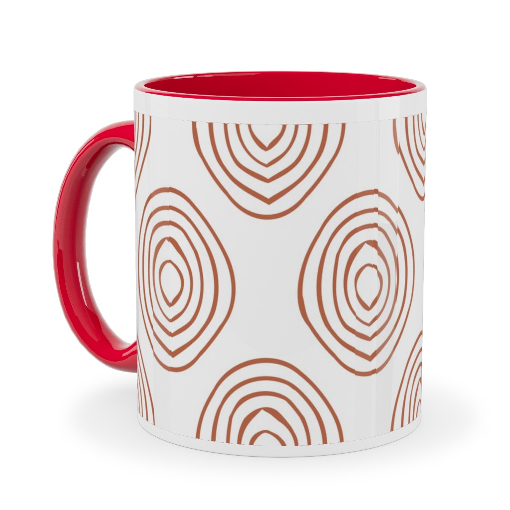 Abstract Circle - Terracotta Ceramic Mug, Red, , 11oz, Brown, Brown