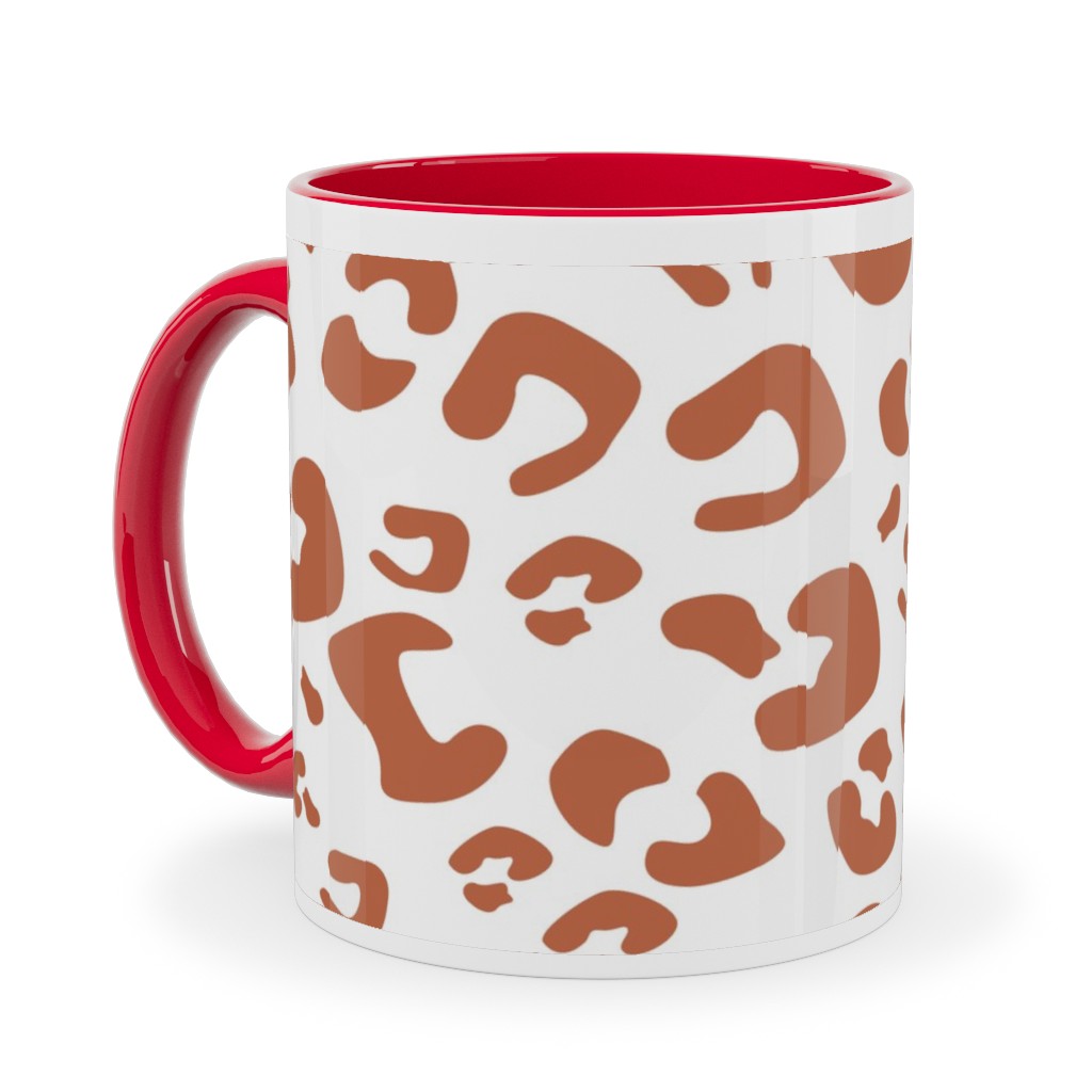 Leopard Print - Terracotta Ceramic Mug, Red,  , 11oz, Brown