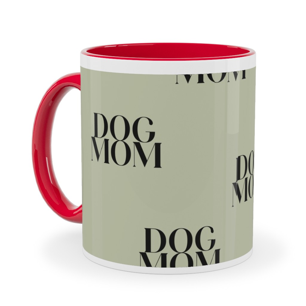 Dog Mom Ceramic Mug, Red, , 11oz, Green, Pear