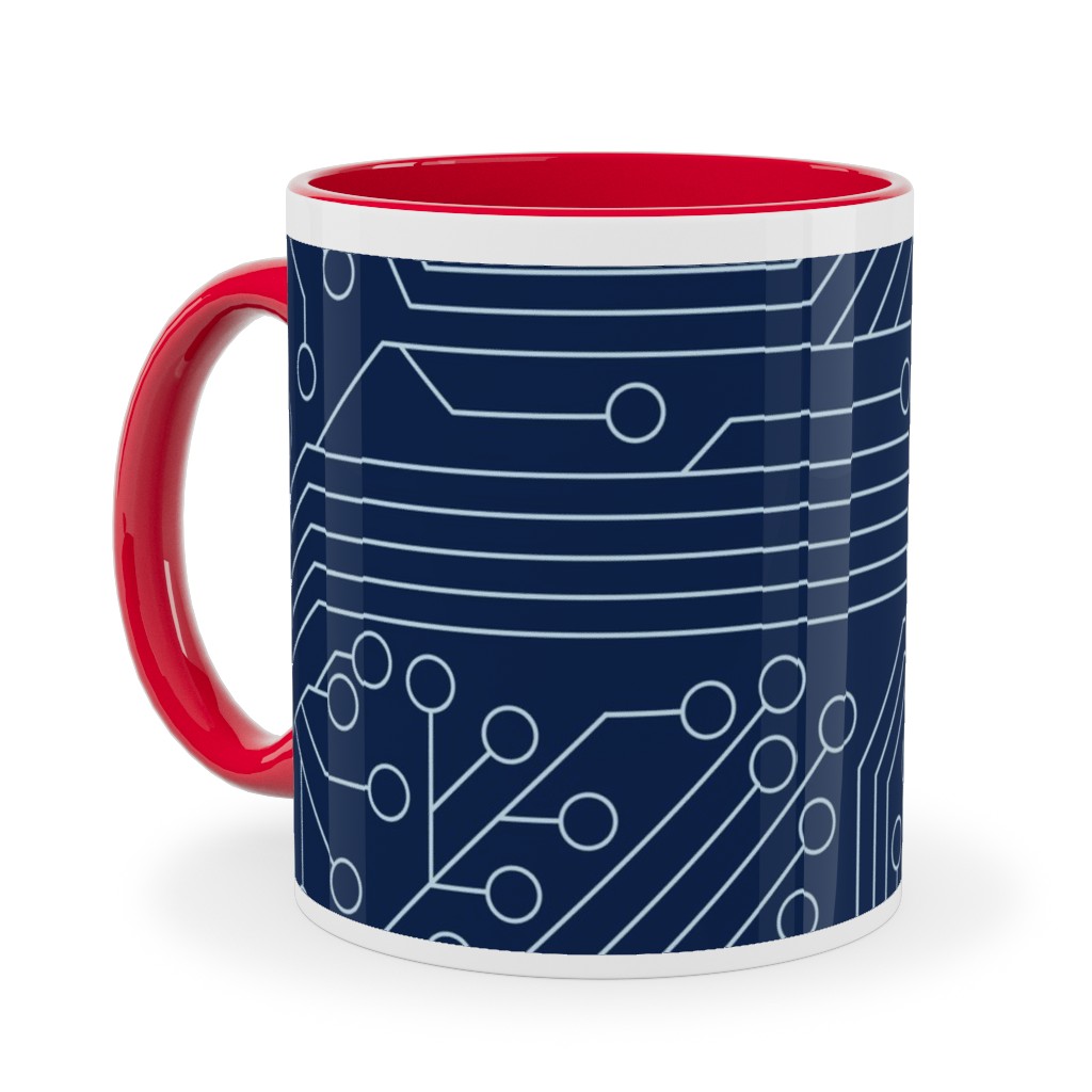 Motherboard Computer Science Ceramic Mug, Red, , 11oz, Blue, Nautical