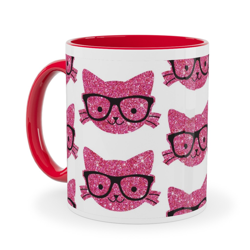 Sparkle Kitties Ceramic Mug, Red, , 11oz, Pink, Rose