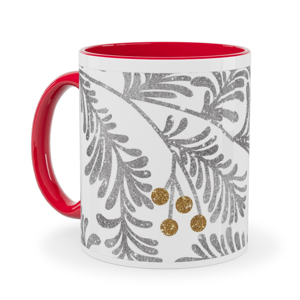 Winter Branches Ceramic Mug, Red, , 11oz, Gray, Smoke