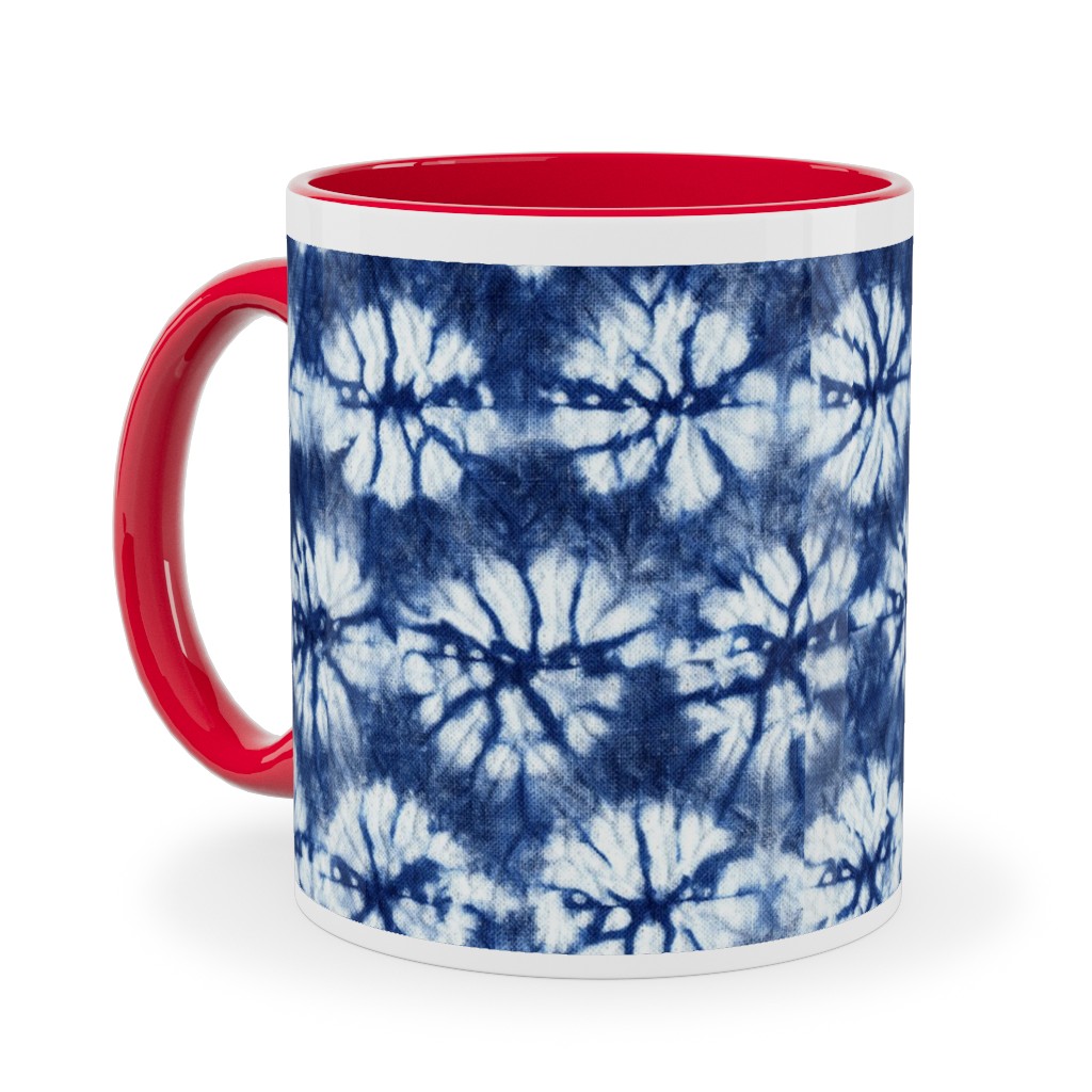 Shibori Pine - Blue Ceramic Mug, Red, , 11oz, Blue, True Blue