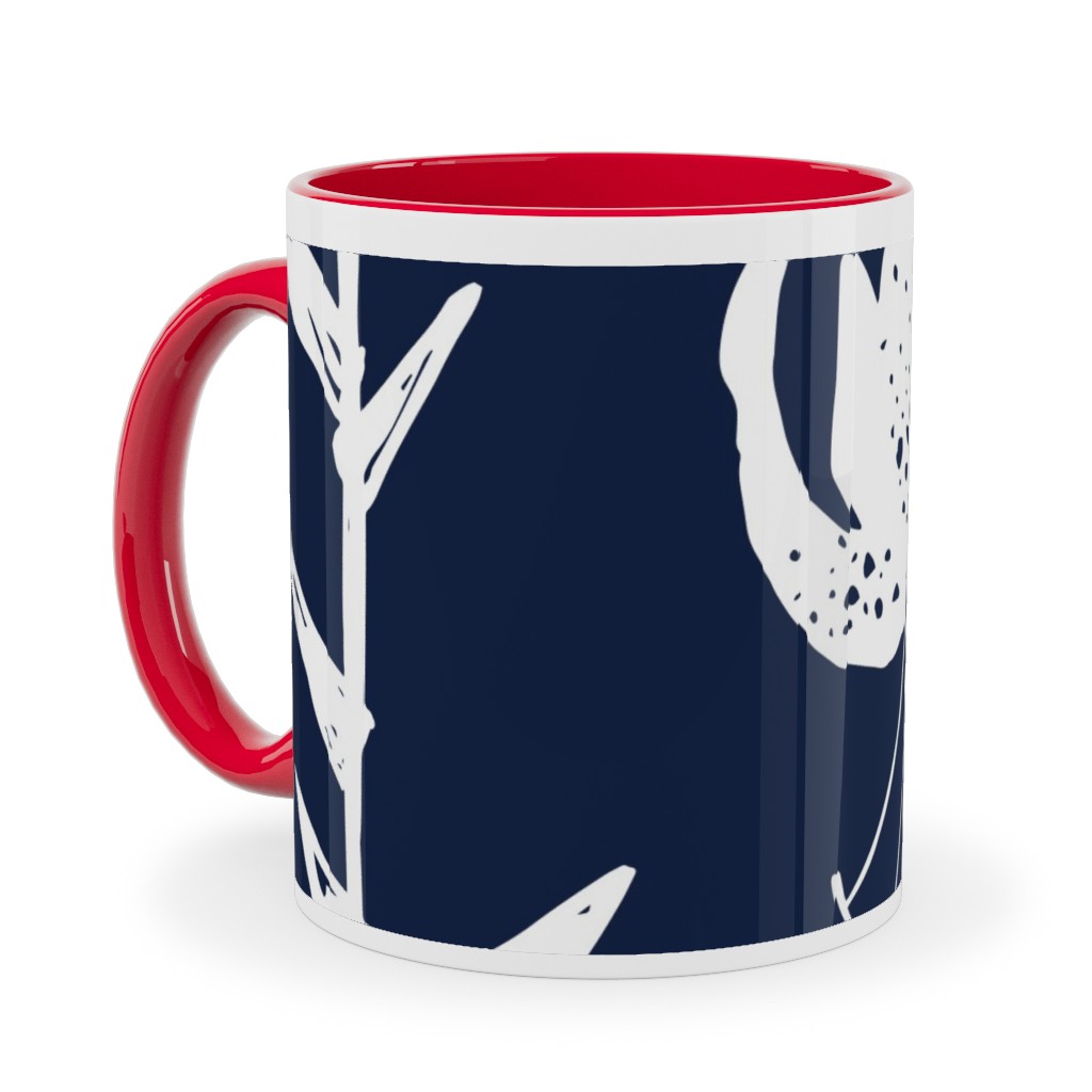 Lily Stripe - Blue Ceramic Mug, Red,  , 11oz, Blue