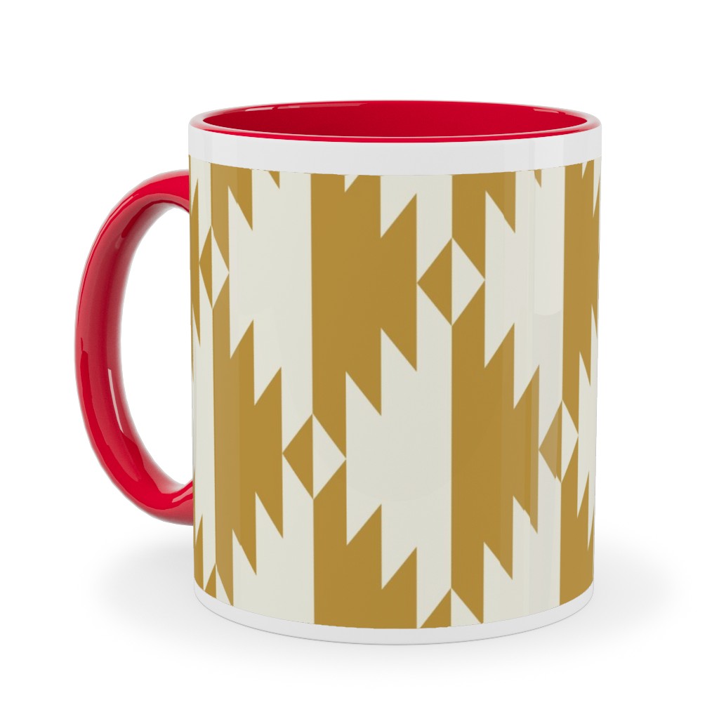 Tribal - Gold Ceramic Mug, Red,  , 11oz, Yellow