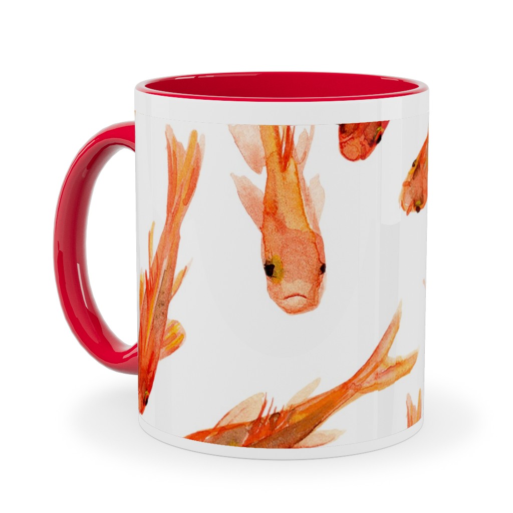 Goldfish Ceramic Mug, Red,  , 11oz, Orange