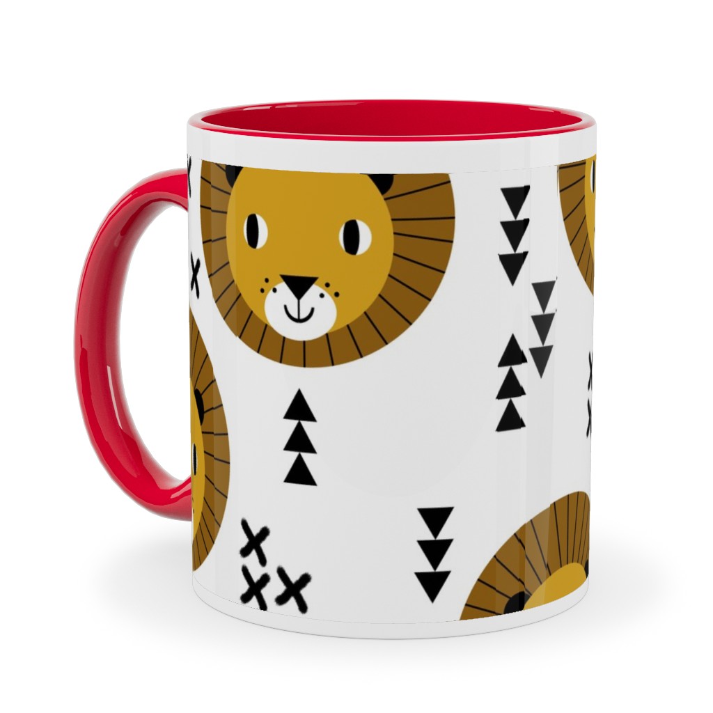 Happy Lion Safari Ceramic Mug, Red,  , 11oz, Brown